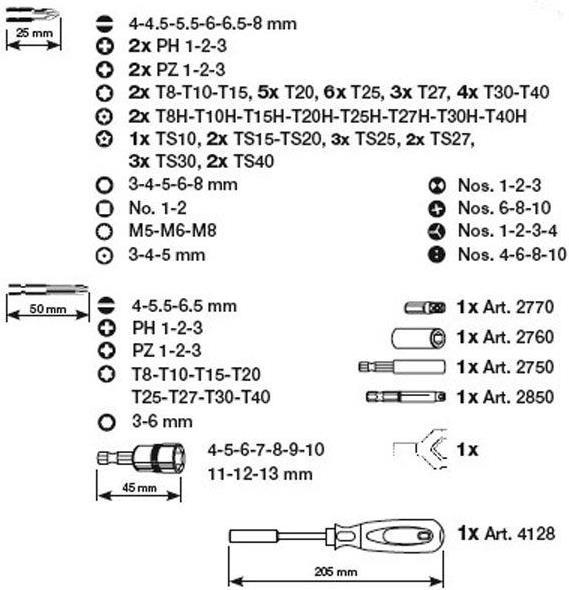 Actual product image Kraftwerk Universal bit box (Hexagon socket TX M10, Hexagon socket TX M15, Hexagon socket TX M20, Hexagon socket TX M30, Cross Phillips PH M1, Cross Phillips PH M2, Hexagon socket TX M8, Hexagon socket TX M25, Hexagon socket TX M27, Hexagon socket TX M40, Cross Pozidriv PZ M1, Cross Pozidriv PZ M2, Cross Phillips PH M3)