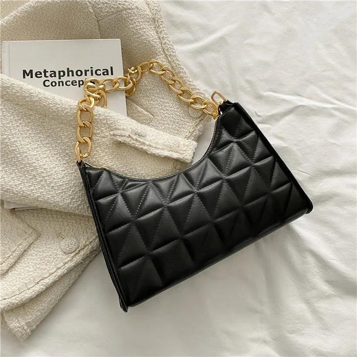 Only-Bags.Store Diamantmuster Umhängetasche PU-Leder Solide Farbe Nische Kette Handtasche Mode Unterarm