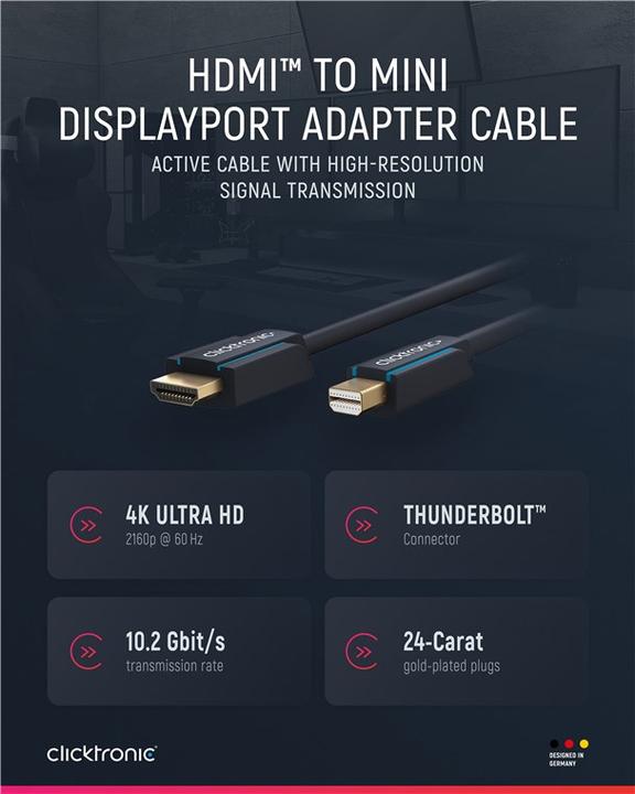Produktbild clicktronic Mini DisplayPort — HDMI (Typ A) (1 m, DisplayPort, HDMI)