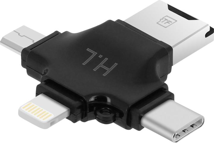 Avizar Lettore di schede Micro-SD 4-in-1 USB-C / Lightning / Micro-USB / USB - Nero