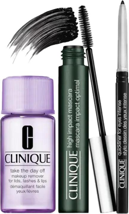 Clinique High Impact Mascara Set 7ml Shade / Take The Day Off Cleansing Balm 15 ML / Quickliner for Eyes Inte