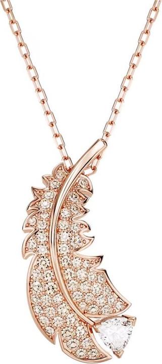 Swarovski Nice Halskette Feder Weiss Roségold (Swarovski Metall, 38 - 43 cm)