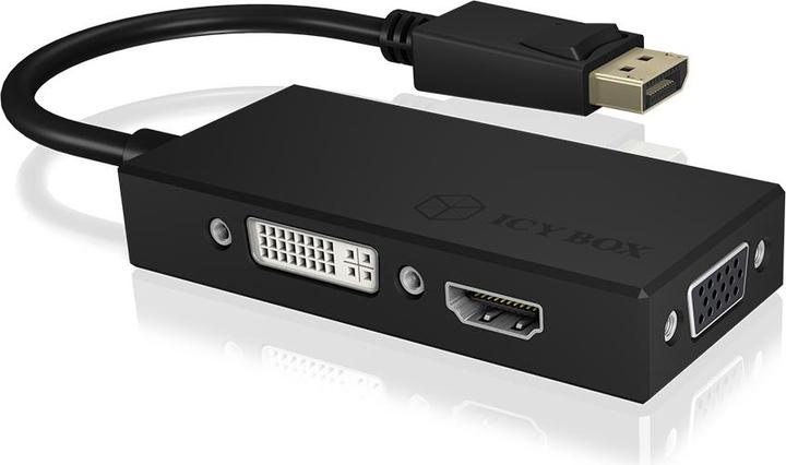 Produktbild Icy Box 3-in-1 DisplayPort zu HDMI/ DVI-D / VGA Grafikadapter (HDMI, DVI, VGA, 8.70 cm)