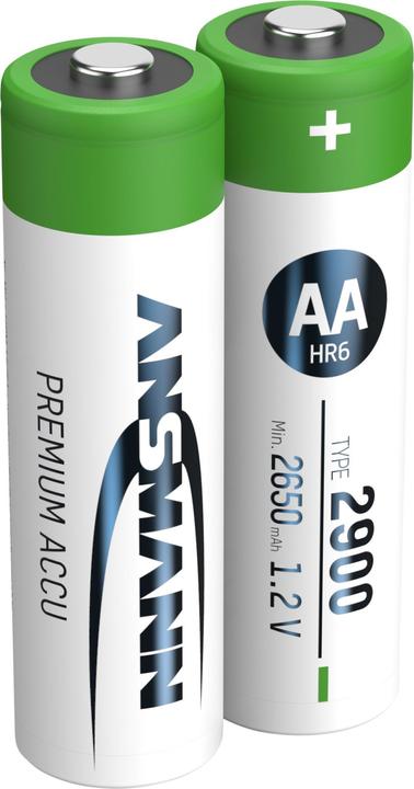 Produktbild Ansmann NiMH Akku Mignon AA Typ 2900 (min. 2650 mAh) (2 Stk., AA, 2900 mAh)