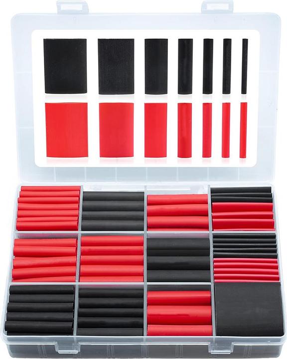 Image du produit Offgridtec Schrumpfschlauch Sortiment Schwarz Rot 3:1 Ratio mit Kleber Doppelwandig 200 Stück 45mm Länge Vers (200 x)
