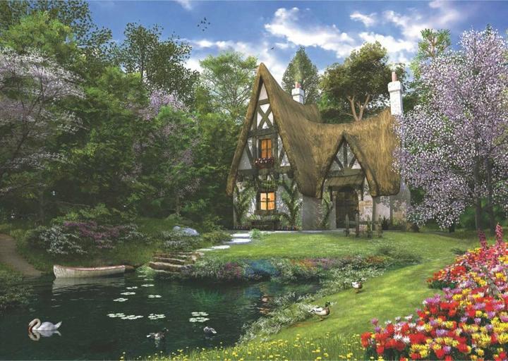 Actual product image Anatolian 4900 puzzle 3000 pcs. The lake house in the spring (3000 pieces)