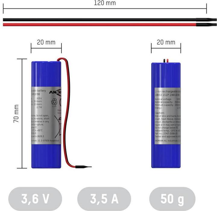 Immagine prodotto Ansmann Li-Ion Battery Pack 1S1P (1 pz., 18650)