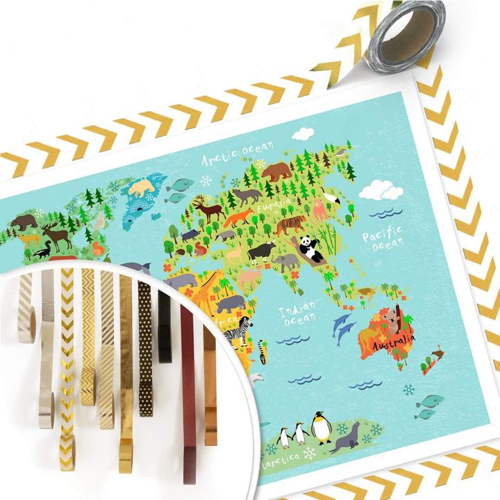 Image du produit Trenddeko Carte du monde des animaux pour enfants (120 x 100 cm)