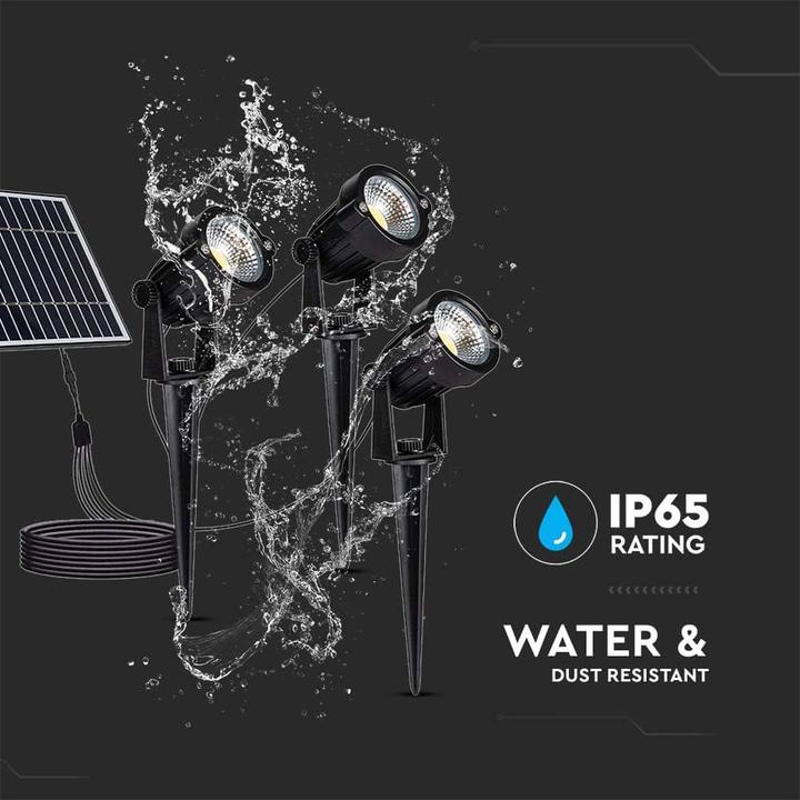 Actual product image V-TAC Solar LED garden light set VT-11031, 3x 1.2 W, 3000 K, IP65 (50 lm, IP65)