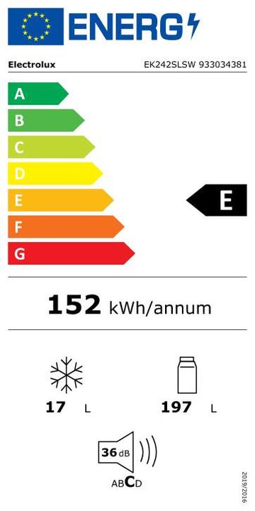 Label énergétique Electrolux EK242SLSW (214 l)
