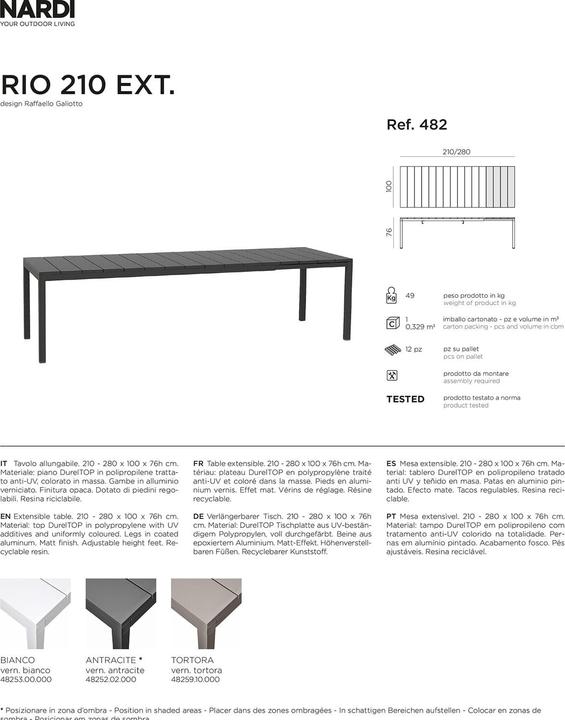Produktbild Nardi Rio Ext. (210 cm)