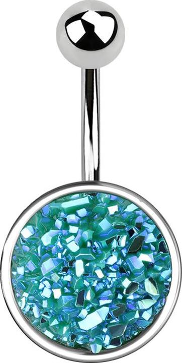 Star Piercing Banane silber mit Druse Stein grün (Chirurgenstahl 316L, Messing)