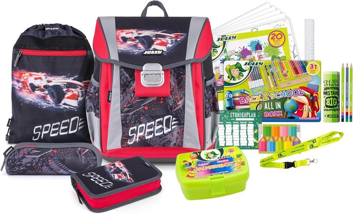 Produktbild Jolly Schulranzen-Set Classic Formula Kunstfaser schwarz/rot (22 l)