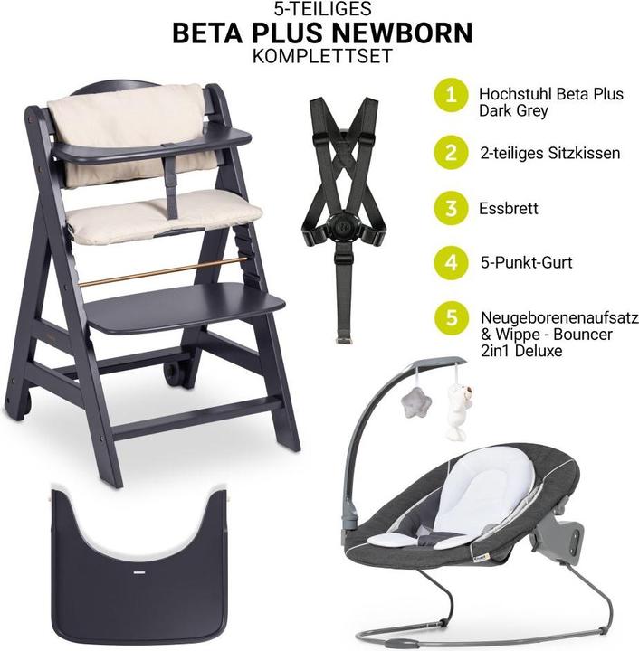 Image du produit Hauck Chaise haute Beta Plus Dark Grey 5-pièces Newborn Set - Chaise haute (Chaise haute)