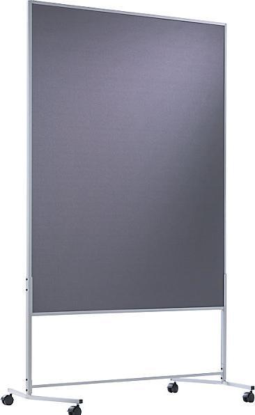 Produktbild eurokraft basic Moderationswand, mobil, Textilbezug / Whiteboard, BxH 1200x1500 mm, grau (120 x 150 cm)