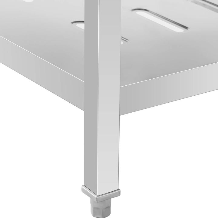 Image du produit Royal Catering Spültisch Spülbecken Edelstahlspüle Gastrospüle mit Regal 140 x 70 cm (Évier encastré avec égouttoir, 25 cm, 70 cm)