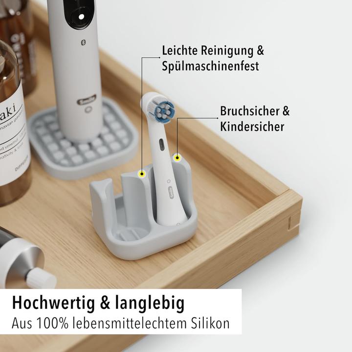 Immagine prodotto Qikfresh Aufsteckbürstenhalter 2er Grau (Portaspazzolino)