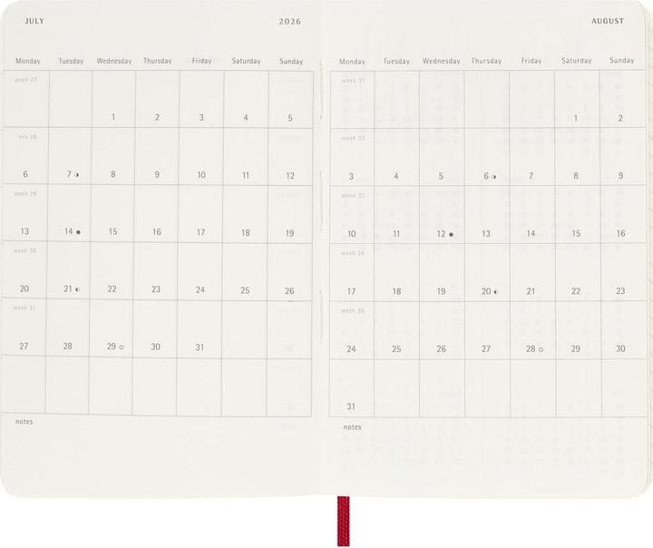 Produktbild Moleskine TAKA 2026 PK SC Scha.Rot (9 x 14 cm, Englisch)