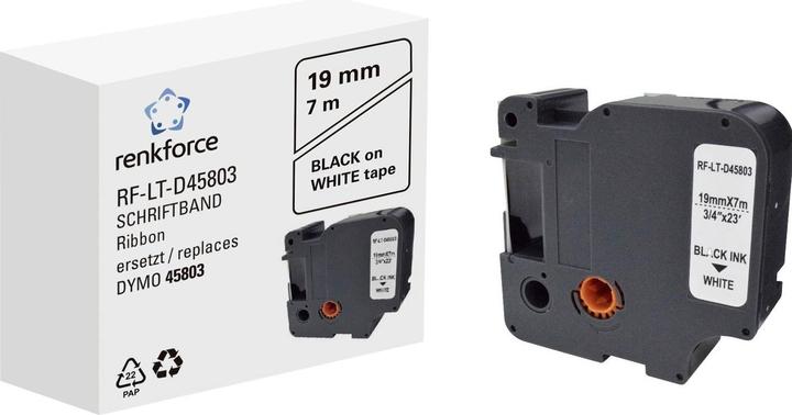 Renkforce Schriftband RF-LT-D45803 Kompatibel ersetzt DYMO D1 - 45803 19 mm Ba (1.90 cm, Schwarz)