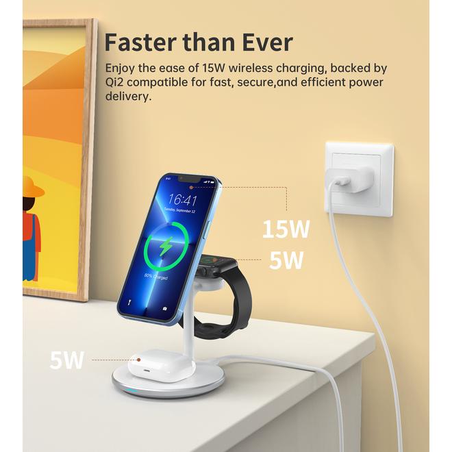 Actual product image Choetech 15W 3 in 1 Wireless Charger T585 F (15 W)