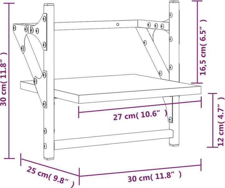 Produktbild VidaXL Wandregale mit Stangen 2 Stk. Schwarz 30x25x30 cm,Farbe (30 x 25 x 30 cm)