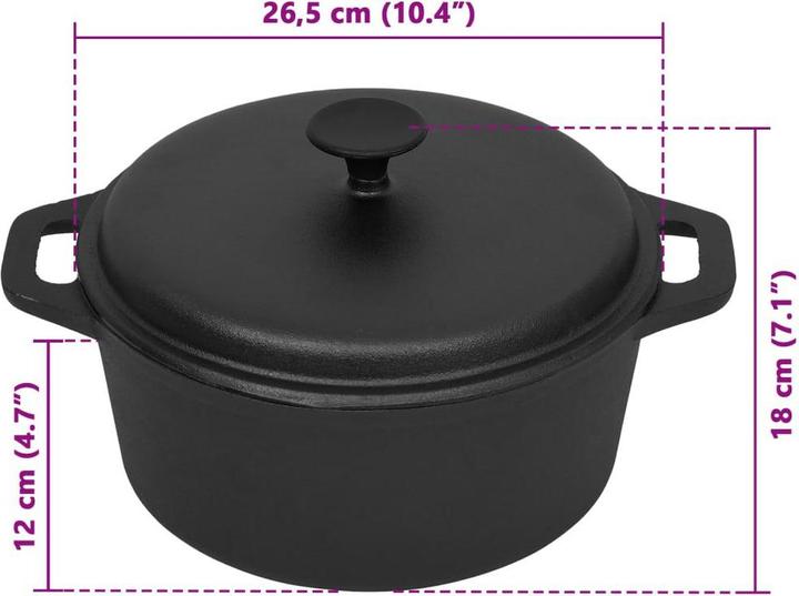 Immagine prodotto VidaXL Pentola (26.50 cm, Pirofila + casseruola, Ghisa)