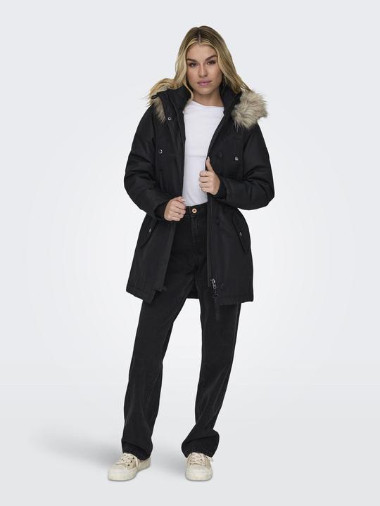 Produktbild Only Kapuze mit abnehmbarem Kunstfell-Rand Gerippte Ärmelbündchen Parka Langer Parka (XXL)