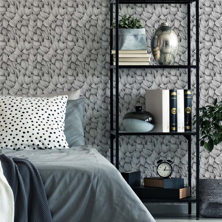 Produktbild Trenddeko Grafische Wellen - schwarzweiss (528 x 48 cm)