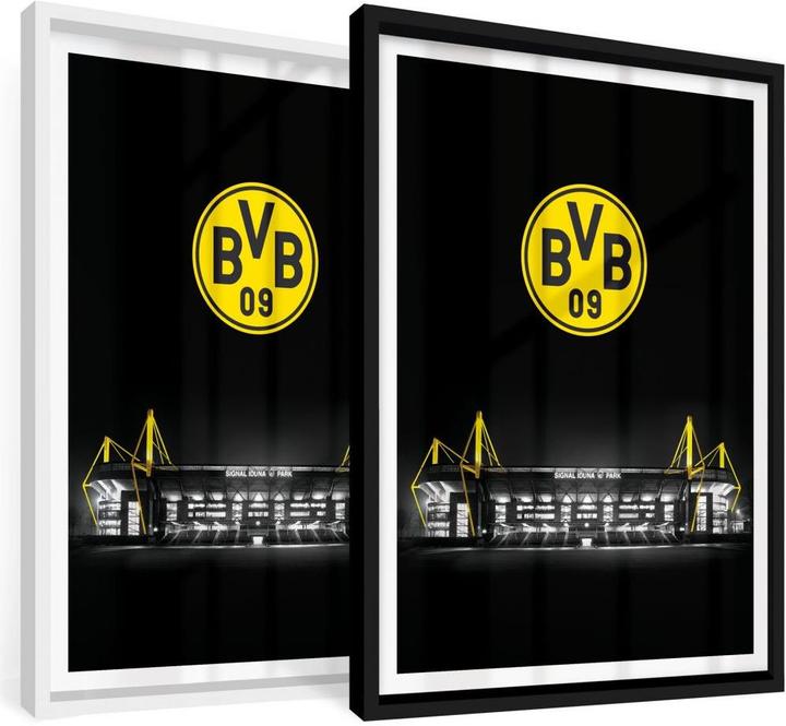 Produktbild Borussia Dortmund BVB Signal Iduna Park bei Nacht Emblem (30 x 40 cm)