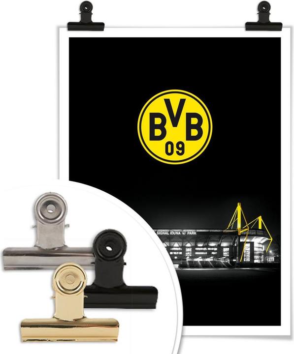 Produktbild Borussia Dortmund BVB Signal Iduna Park bei Nacht Emblem (30 x 40 cm)
