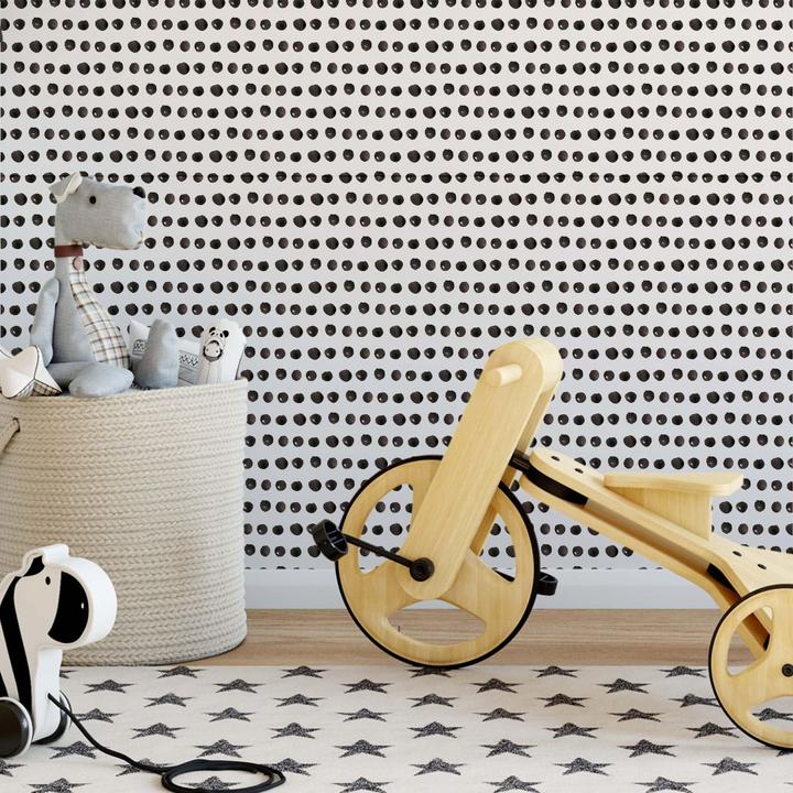 Actual product image Trenddeko Watercolor dots 01 - black and white (1008 x 48 cm)