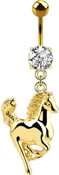 Produktbild Star Piercing Banane 14k vergoldet mit Anhänger Pferd (Chirurgenstahl 316L, ohne Messing)