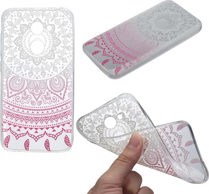Produktbild König Design Henna Cover für Handy Alcatel A5 LED Case Schutz Hülle Silikon Bumper Sonne Weiss (Alcatel A5 LED)