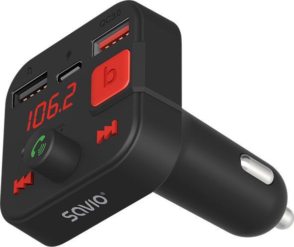 Immagine prodotto Savio Trasmettitore FM Bluetooth 5.3 QC 3.0 Caricabatterie Display LED Bass Boost TR-15 schw