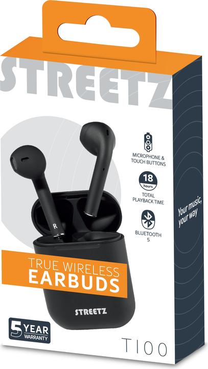 Actual product image Streetz TWS - Semi-in-ear Earbuds (No noise cancelling, 18 h, Wireless)