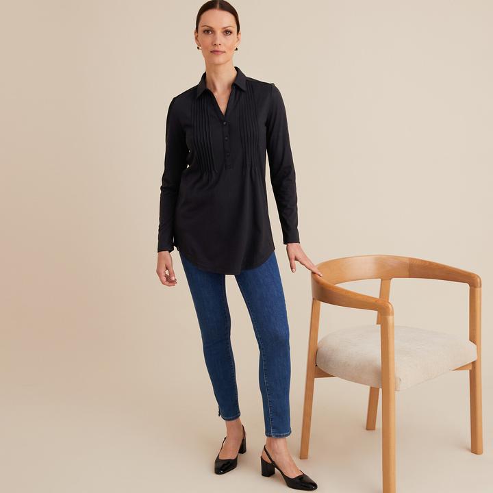 Actual product image Anne Weyburn Long-sleeved blouse shirt with polo collar (38)