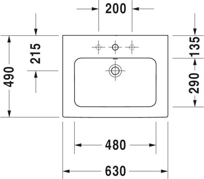 Immagine prodotto Duravit Lavabo per mobili ME by Starck m ÜL m HLB 630x490mm 1 foro per rubinetto bianco WG (490 mm, 630 mm)