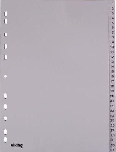 Office Depot Intercalaires Numériques 1 à 31 A4 Gris 31 pièces polypropylène