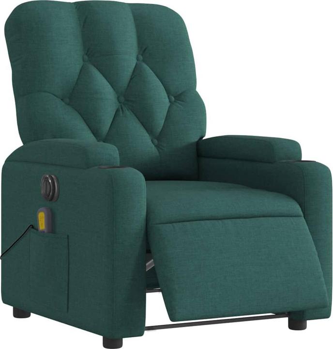 Actual product image VidaXL Massage armchair TV armchair recliner electric dark green fabric