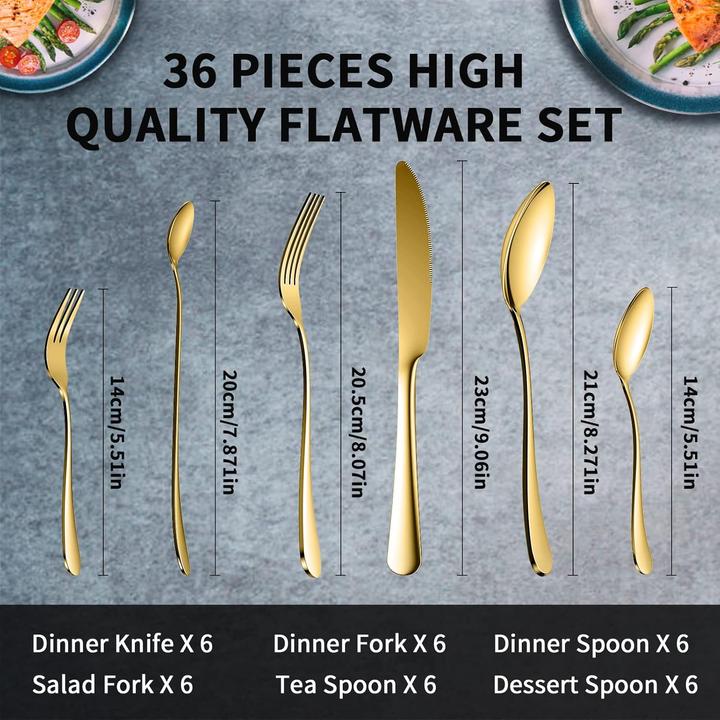 Actual product image Riwnni Flatware set (36 Piece, Cutlery set)