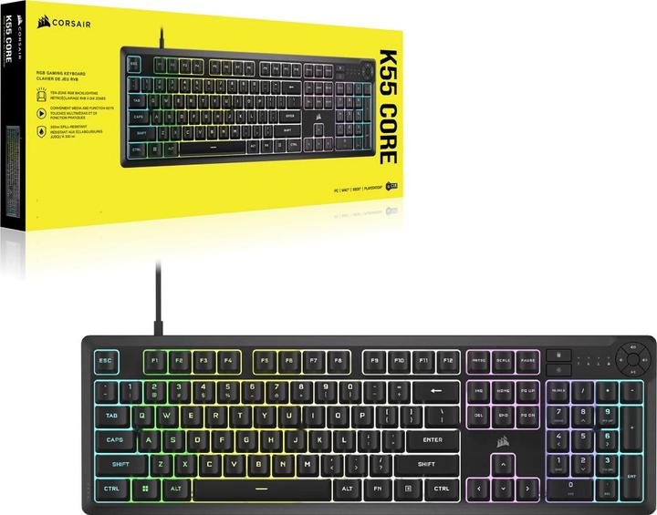 Image du produit Corsair K55 CORE RGB Clavier de jeu (US, Filaire)