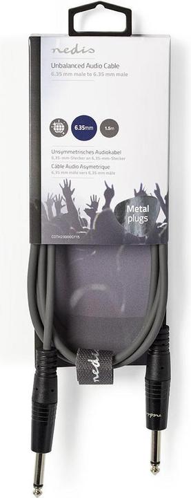 Actual product image Nedis Mono audio cable | 6.35 mm plug | 6.35 mm plug | Nickel-plated | 1.50 m | round | PVC (1.50 m)