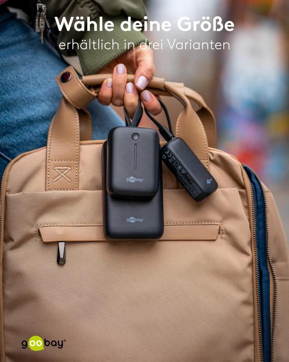 Produktbild Goobay Powerbank 5.000 mAh mit integriertem USB-C-Kabel (5000 mAh, 15 W, 15 Wh)