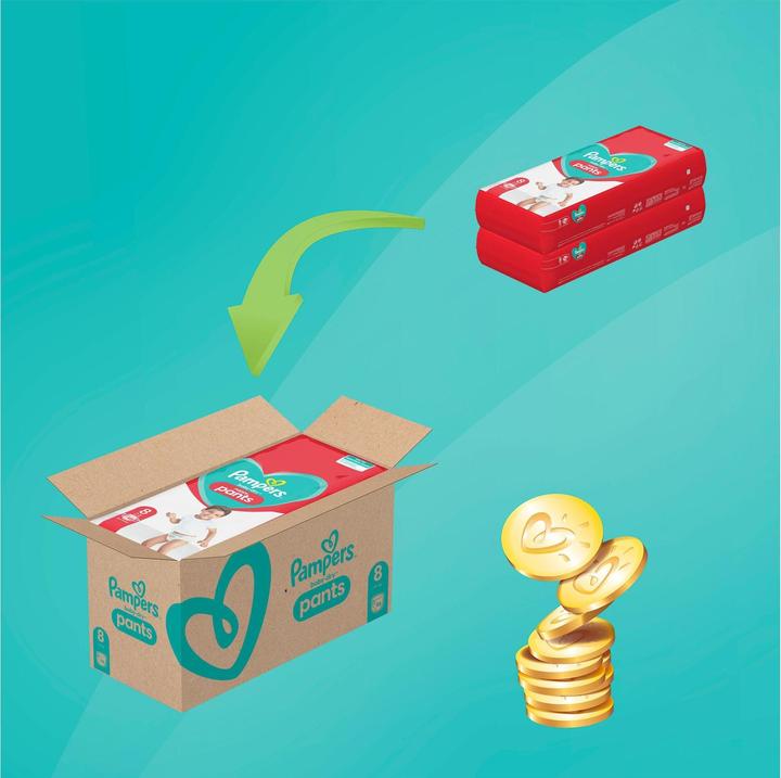 Immagine prodotto Pampers Pantaloni asciutti per bambini (Dimensione 8, Pacco mensile, 96 Pezzo/i)