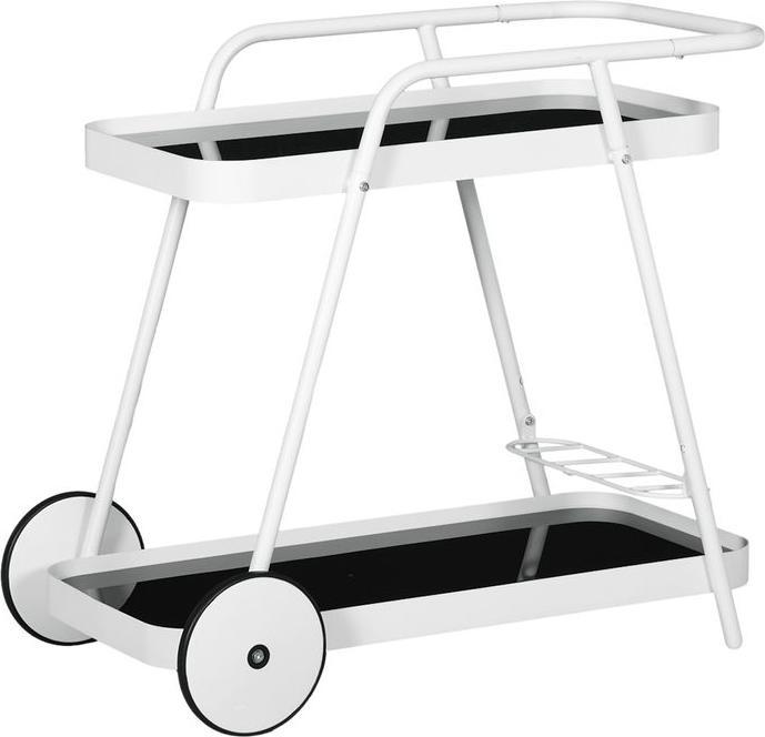 Actual product image Swisshandel24 Outdoor serving trolley, 2-storey trolley, wine rack on castors, steel frame, for pool, party, gar