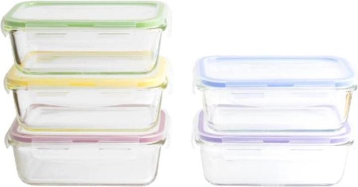 Pebbly Set of 5 storage jar w. plastic lid, 850 ml (0.85 l)