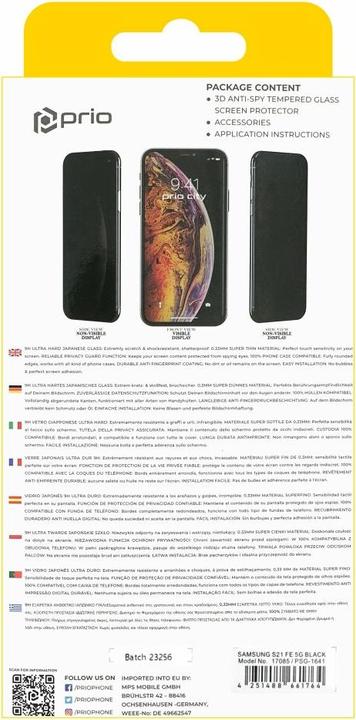 Produktbild prio 3D Anti-Spy Tempered Glass (1 Stück, Samsung Galaxy S21)