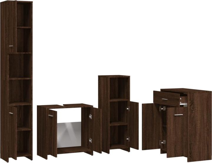 Produktbild VidaXL Badmöbel Set Badezimmermöbel Badezimmerschrank 4 tlg. Braun Eichen Optik