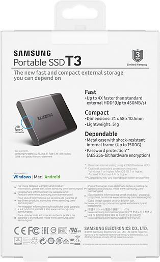 Image du produit Samsung SSD portable SSD T3 (250 Go)