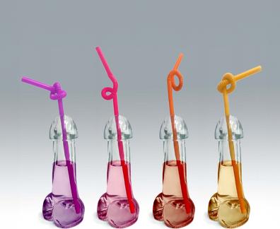 Actual product image Little Genie Productions Glitterati Penis 6Oz Drinking Glass, Pack of 4